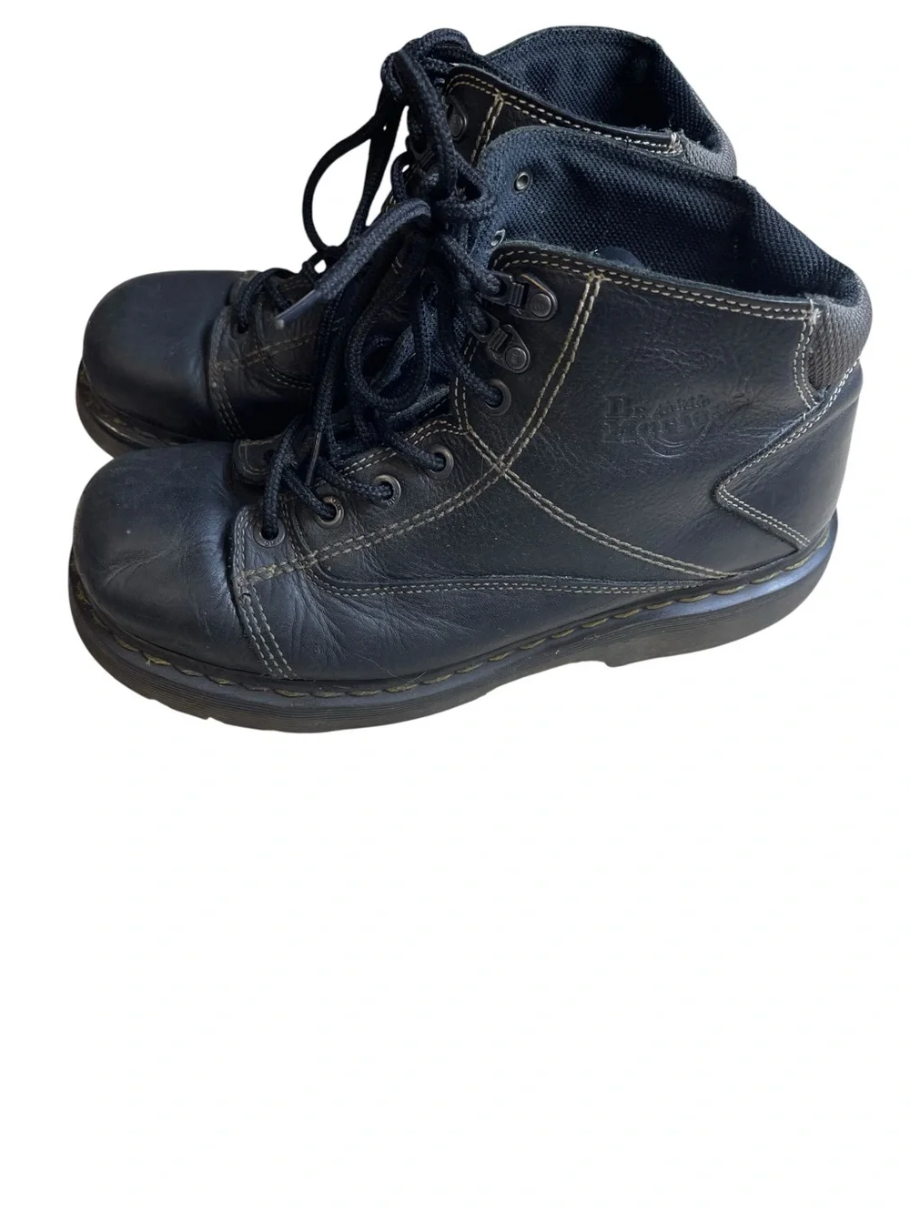 Dr. Martens Black Leather Lace-Up Ankle Boots Vtg work line 11011